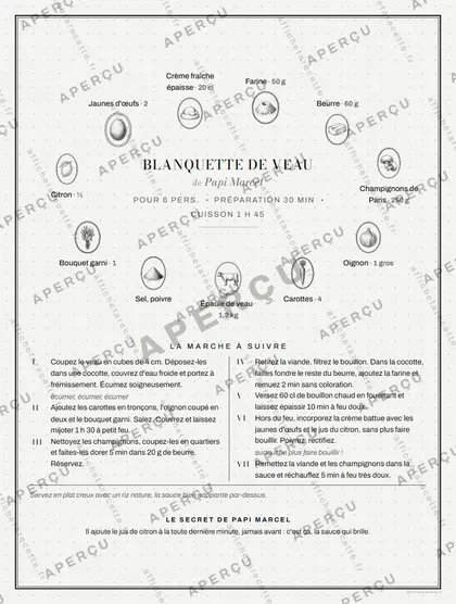 Une affiche de blanquette en couronne, univers chic parisien